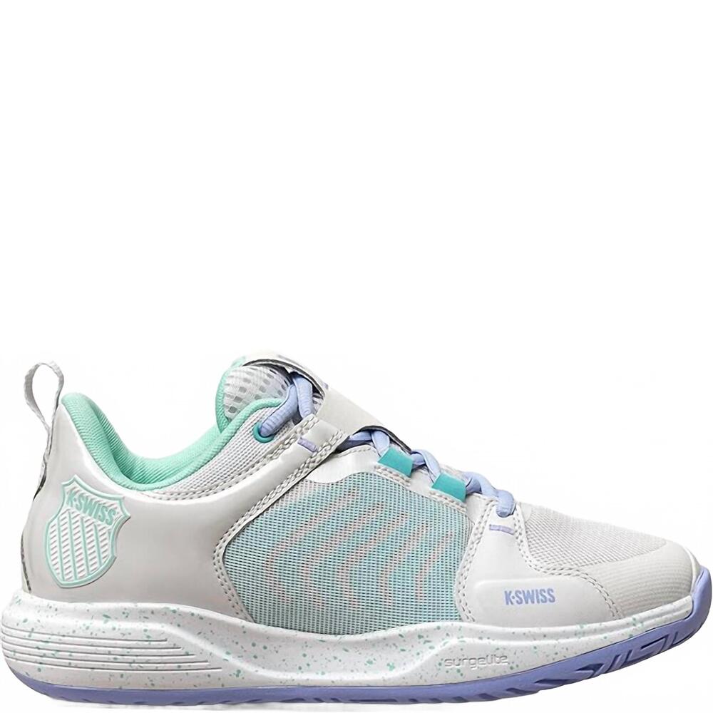 NEW K-SWISS women's ultrashot team tennis shoe in nimbus cloud/neonpurple/neon t
